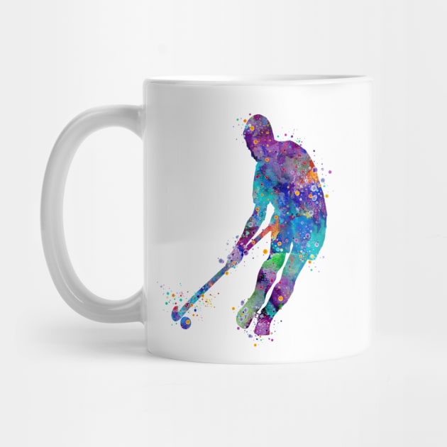 Watercolor Boy Field Hockey Player by LotusGifts